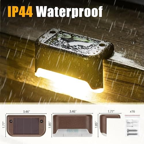 SOLPEX Solar Deck Lights Outdoor 16 Pack,Step Light Waterproof,Warm White | Led Solar lights for Outdoor Stairs,Step,Fence,Yard,Patio and Pathway thumbnail 9