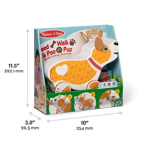 Melissa & Doug Feed, Walk & Poo Pup Wooden Preschool Pull Toy Play Set Ages 3+ - FSC Certified thumbnail 3