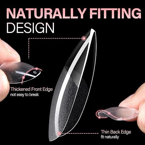 AILLSA Short Almond Nail Tips Pre-Shaped Acrylic Nail Tips Half Matte Full Cover Nails Tips Clear Gelly Press on Flase Tip Nail for Extension Nail Manicure Home DIY 240PCS 15Sizes thumbnail 2