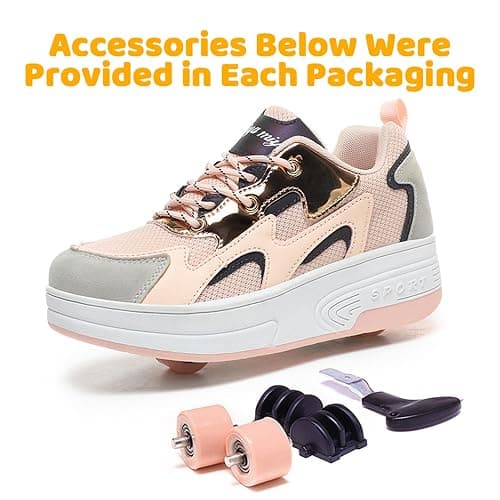 Wooowyet Roller Skate Shoes for Kids Boys Girls Rechargealbe Wheels Sneakers Fashion Roller Wheeled thumbnail 4