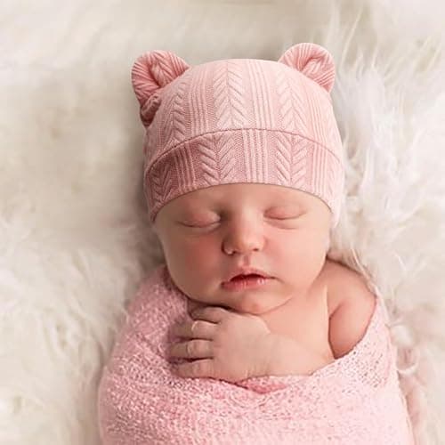 DRESHOW Bonnets de Naissance et Moufles de Protection Bébé Gants Bonnet Nouveau-né Bambin Doux Mignon Tricoté Chapeau 0-6 Mois, Taille Unique thumbnail 4