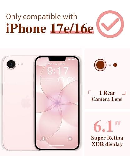 GVIEWIN for iPhone 17e Case & iPhone 16e Case with Screen Protector, [Non-Yellowing][Military-Grade Protection] Hard PC&TPU Bumper, Floral Shockproof Protective Clear Phone Case (Magnolia/White) thumbnail 2