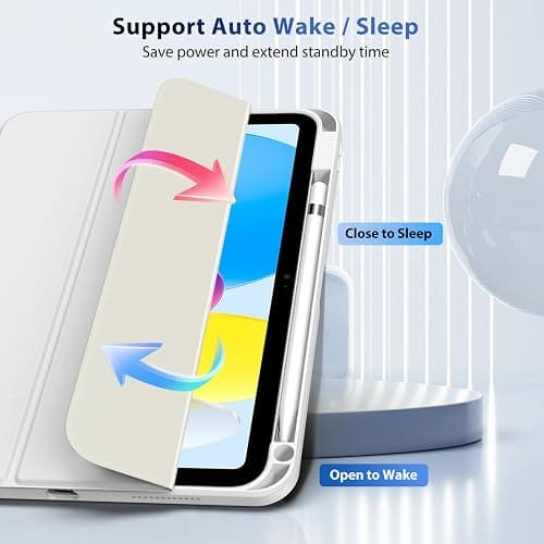 TiMOVO Case for iPad A16 11th Gen 11"/10th Gen 10.9", White | Pencil Holder, Slim Trifold Stand Protective Cover, Clear Transparent Back Shell, Auto Wake/Sleep thumbnail 5