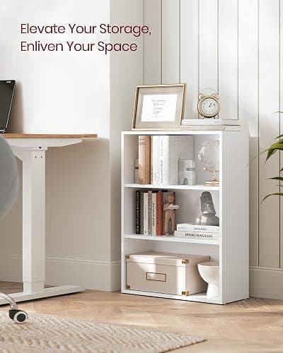 VASAGLE CUSTOS Collection - Bookshelf, 3-Tier Bookcase, Book Shelf, Open Storage Shelf, 9.4 x 23.6 x 32 Inches, for Living Room, Home Office, Dinning Room, Cloud White ULBC163T14 thumbnail 4