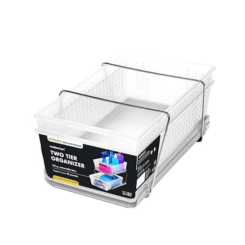 madesmart 2 Tier Bath Organizer, Undersink Storage with Sliding Drawers, for Cleaning Supplies, Pantry, Sponges, Bottles & Kitchen Essentials, Adjustable Dividers & Pull Out Sliding Baskets, Frost thumbnail 7