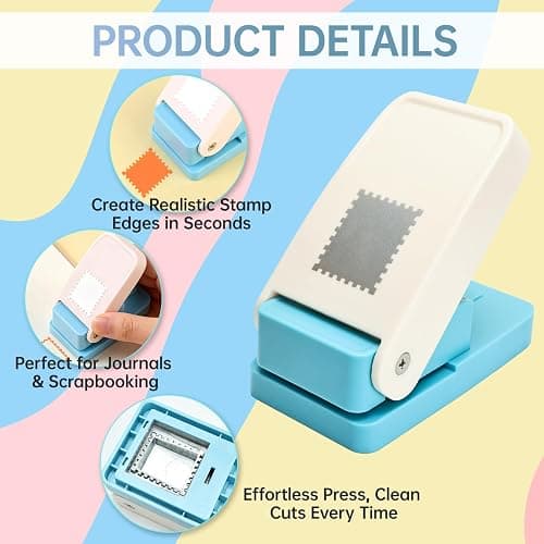 1.5x1.25inch Rectangular Postage Stamp Puncher | Lever Action Paper Stamp Punch for Scrapbook, DIY Card Making & Paper Crafting Arts Crafts Supplies thumbnail 3