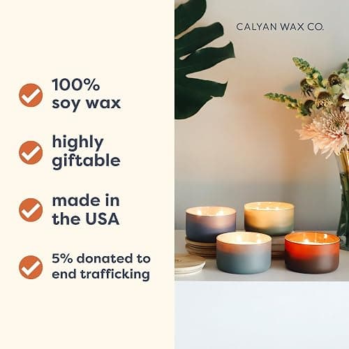 Calyan Wax Co. Mahogany & Cashmere 3 Wick Scented Candle - 30 Hour Burn | Made in the USA Luxury Clean Soy Wax Candles - Long Lasting Large Glass Jar Candle for Home - 3 Wicks - 8oz thumbnail 3