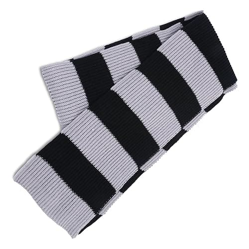 GXIHOUSLGC Winter men's chunky knitted striped scarf,dress checked scarves,scarf for boys,Men's Costume Accessory - Black and Grey Stripe