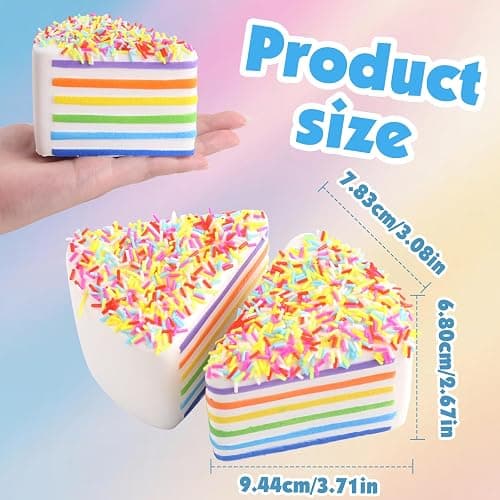 Anboor 2 Pcs Slow Rising Kawaii Scented Rainbow Cake with Squishies Fiidget Toys for Kids Adults Autism Birthday Gifts thumbnail 2