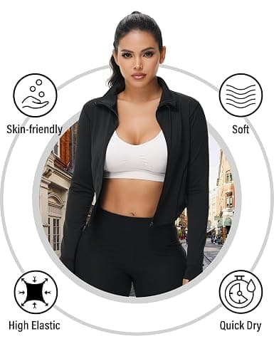 Dalavch 3 Pack Womens Cropped Full Zip up Workout Jacket Slim Fit Running Athletic Gym Yoga Sports Jacket with Thumb Holes thumbnail 3