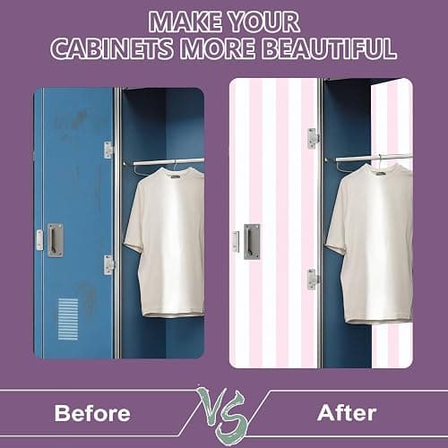 2 Pcs Locker Magnetic Wallpaper Soft Pink Vertical Seamless Stripes 12" x 36" Wall Magnetic Sticker Removable Locker Accessories Decor Easy Install for Office School thumbnail 4