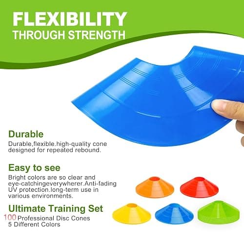 Ashsajkd(Set of 25/50/100 - Agility Soccer Cones with Carry Bag and for ， Football Cones for TrainingFootball, Basketball, Coaching, Agility Cones for Indoor and Outdoor Games thumbnail 4