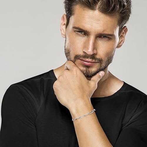 Miabella Solid 925 Sterling Silver Italian 5mm Paperclip Link Chain Bracelet for Women Men, Made in Italy thumbnail 3