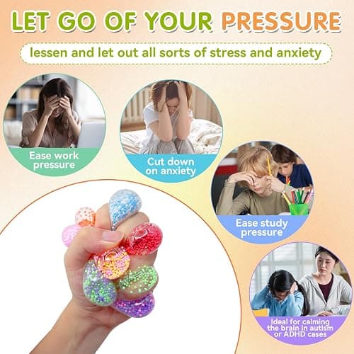 30 Pack Round Squeeze Balls - Bulk Stress Balls for Anxiety , Filled with Foam Particles | Squeeze Toys for Stress Relief, Sticky Balls for Ceiling, Fidgets for Classroom thumbnail 4