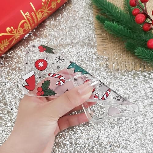 LCHULLE Compatible with iPhone 16 Christmas Case Xmas Santa Holiday Transparent Clear Design Women Men Kids Soft TPU Silicone Shockproof Protective Case Cover for iPhone 16, Xmas Tree thumbnail 5