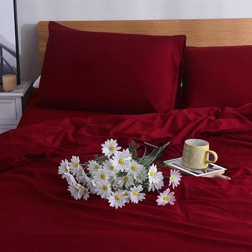 CHARKHAH King Duvet Cover Set Red – Soft Microfibre Duvet Cover with 2 Pillowcases, Plain Reversible Duvet Set with Zipper Closure – Breathable, Easy Care Bedding UK Size 230×220 cm thumbnail 5