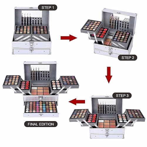 UNIFULL 132 Color All- In- One Makeup For Women Full Kit,Professional Makeup Kit,Makeup Gift Set for Women &Girls,Include eyeshadow/lipstick/concealer/Lip Gloss/Eyeliner/Mascara/Makeup Brushes（006N2-Silver） thumbnail 7