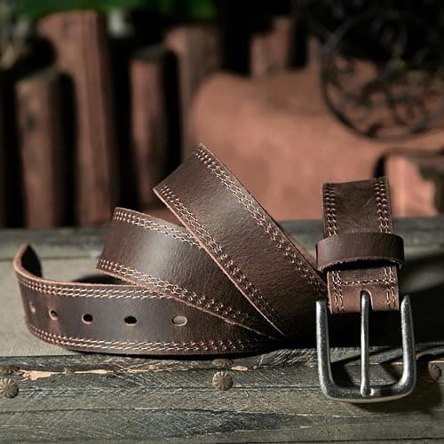 VATAN Men's Genuine Leather Casual Every Day Jeans Belts, Handmade Men Leather Belt with Gift Box thumbnail 3