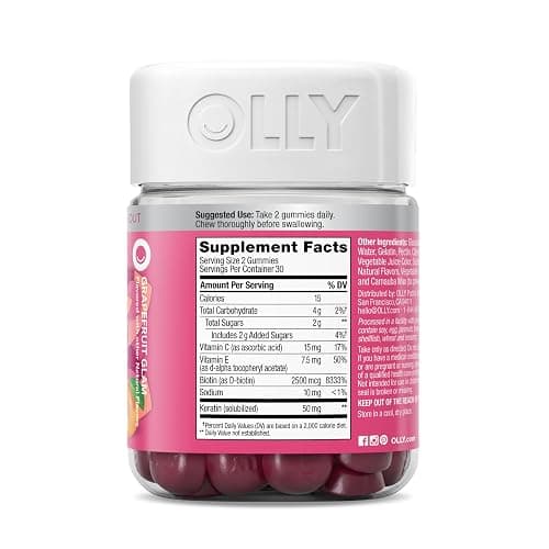OLLY Undeniable Beauty Gummy, For Hair, Skin, Nails, Biotin, Vitamin C, Keratin, Chewable Supplement, Grapefruit, 30 Day Supply - 60 Count - 60 Count (Pack of 1) thumbnail 10