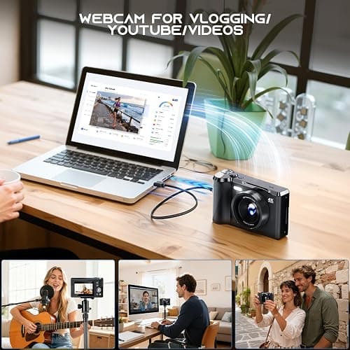 Digital Camera 2026 Upgrade for Photography, Video & YouTube | 56MP Autofocus Vlogging Camera with 3-Inch 180° Flip Screen, 16X Zoom, Built-in Flash, Compact Travel Camera with 32GB SD Card for Kids thumbnail 5