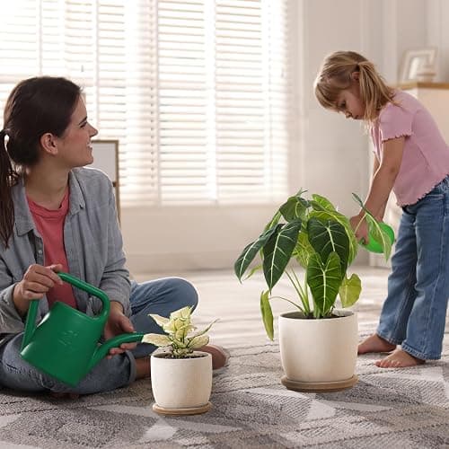 POITONRU Ceramic Flower Pots Indoor-Outdoor: 5.75 Inch Planters with Drainage Holes & Saucer - Modern Decorative Plant Pots Ceramic for Home Gardeners (White) thumbnail 7