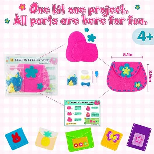 IROLEHOME Sew Your Own Purses 6 Pcs Sewing Kit for Kids Sewing Bag for Beginners, Birthday Gifts for Girls Boys thumbnail 7