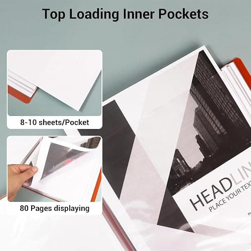 Kokuyo 40-Pocket Binder with Plastic Sleeves (Clear), A4 Art Portfolio Folder with Clear Sheet Protectors. 80 Pages of Presentation Display Book. Japan Import (CTRA-C40T) thumbnail 5