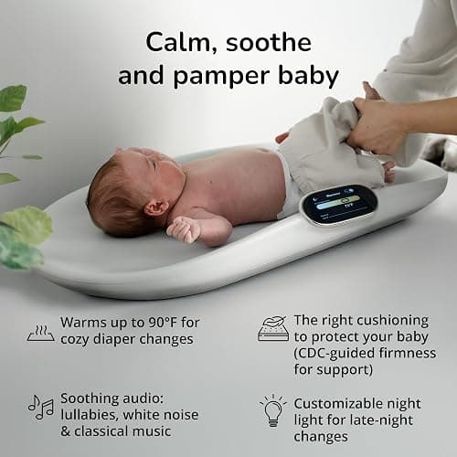 Woddle Multifunctional Smart Baby Changing Pad with Medical Grade Scale for Critical Weight Monitoring + AI App, Noise Machine, Warmer, Night Light, Touchscreen Tracker, All-in-One thumbnail 7