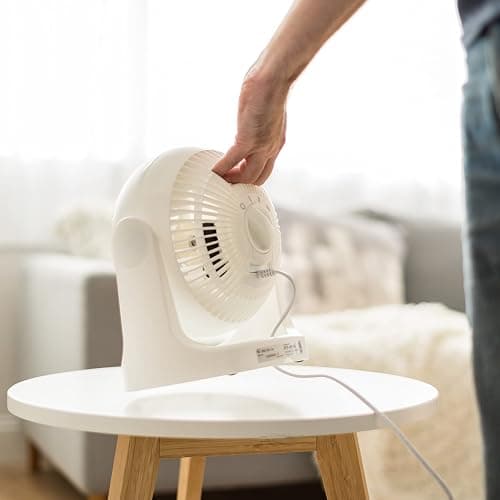 IRIS USA WOOZOO Desk Fan, Air Circulator, 3 Speeds, 52ft Max Air Distance, 360° Adjustable Tilt, 30 db Quiet Motor, Fan for Bedroom, Office, Dorm, Medium, White thumbnail 7