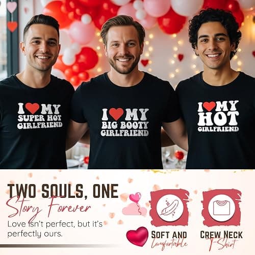 I Love My Girlfriend T Shirt for Men Heart Graphic T-Shirt Romantic Casual Novelty Valentine Tee Couples Clothing thumbnail 7