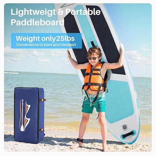 Extra Wide Inflatable Paddle Board,2-in-1 Adjustable Paddle Board for Adults,400lb Capacity Stand Up Stable Inflatable SUP, All Skill Levels,3 Detachable Fins,1 Backpack,Pump & Repair Kit thumbnail 3