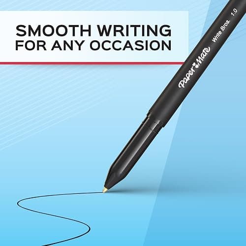 Paper Mate Ballpoint Pens, Write Bros. Black Ink Pens, Medium Point (1.0mm), 60 Count - Bulk Office Supplies thumbnail 7