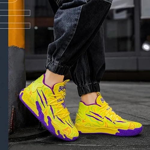 Wqsugnt Mens Multicolor High Top Basketball Shoes Non-Slip Breathable Running Shoes Fahsion Lightweight Outdoor Gym Sneakers thumbnail 4