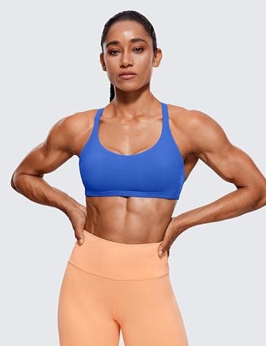 CRZ YOGA Womens Naked Feeling Criss Cross Sports Bra - Strappy Back Padded Medium Support Wireless Gym Cami Workout Yoga thumbnail 2
