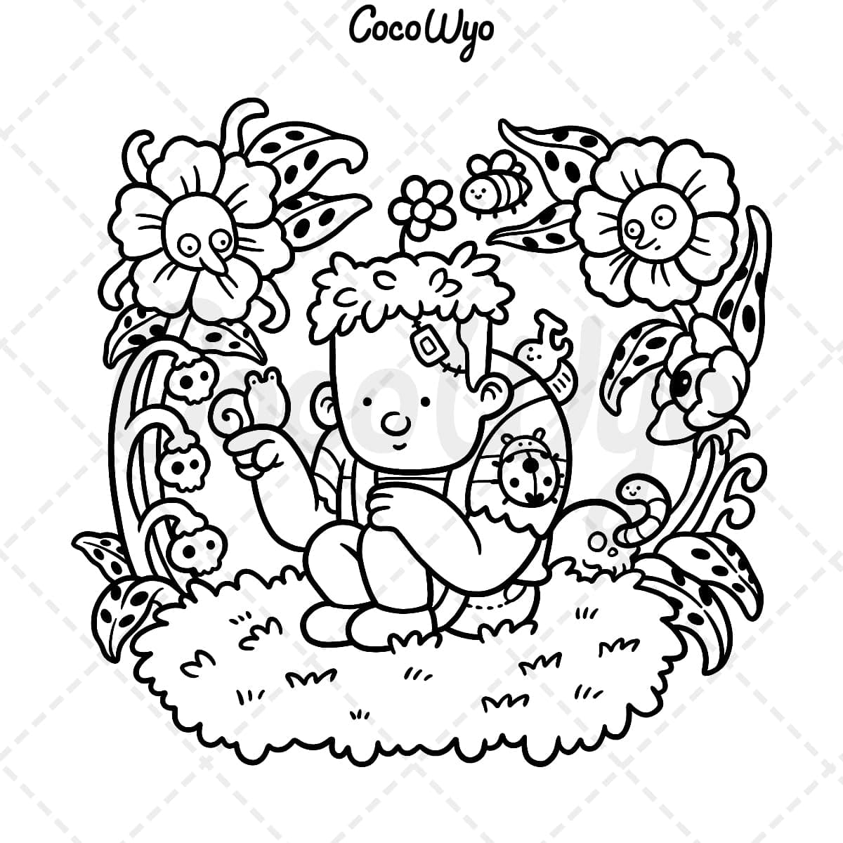 Spooky Cutie: Coloring Book for Adults and Teens Featuring Adorable Creepy Creatures in Cozy Hygge Moments for Relaxation thumbnail 4