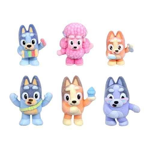 Bluey Fuzzies Deluxe Figure Pack. Eight Figures : 6 Specially Flocked Collectible Mini-Figures + 2 Surprise Figures (Blind Pack), Trading Card, and Collector's Guide. 80 to Collect in Series 1! thumbnail 3