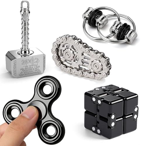 5 Pcs Fidget Toys Teen & Adult Metal Fidgets Spinner Infinity Cube Cool Hammer Hand Spinner Gadgets Office Desk Toy Sensory Items for Stocking Stuffers for Gift thumbnail 8