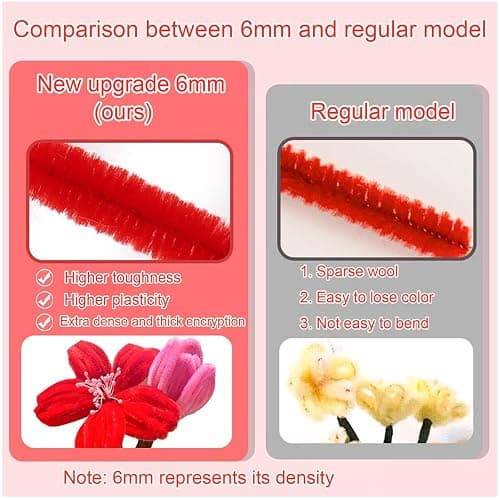 Naturezhen 331 Pcs Pipe Cleaner Flowers Craft kit, Thick Fuzzy Chenille Stem with Green Floral Wires, Gardening Tape for DIY Craft Flower Projects Holiday Decorations Creative Gift thumbnail 6