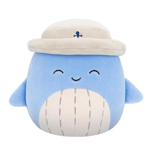 Squishmallows Original 5-Inch Samir Blue Whale with Tan Bucket Hat - Official Jazwares Plush (Little) - Image 1