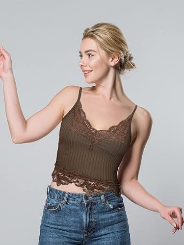 Bencailor 3 Pcs Women's Lace Tank Tops Y2k Camisole Lace Patchwork Crop Tops Grunge Style Ribbed Knitted Clothing thumbnail 3