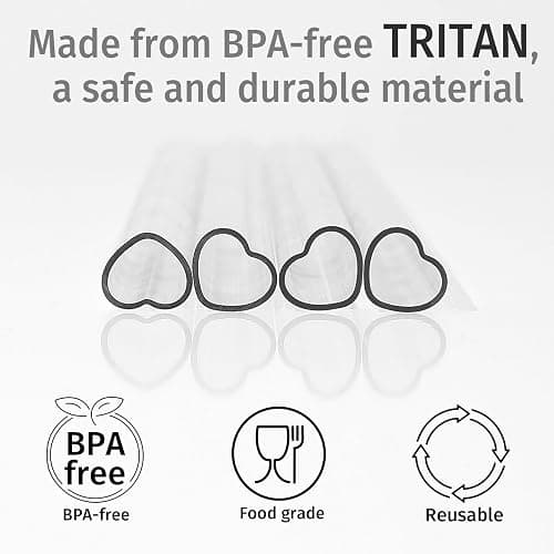 The best MOON 12 Inch Reusable Plastic Heart Straws for Stanley Cup 40 oz & 30 oz Tumbler Accessories Cute Clear Extra Long Replacement straw 4-Pack with brush Valentines Galentines day Gifts thumbnail 6