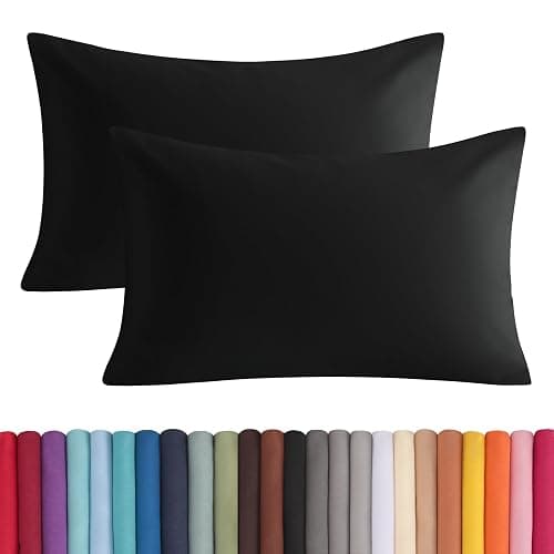 BEDSUM Microfiber Queen Pillowcases Set of 2, Soft Wrinkle Resistant and Easy Care Pillow Cases with Envelope Closure, 20x30 inches, Black - Image 1