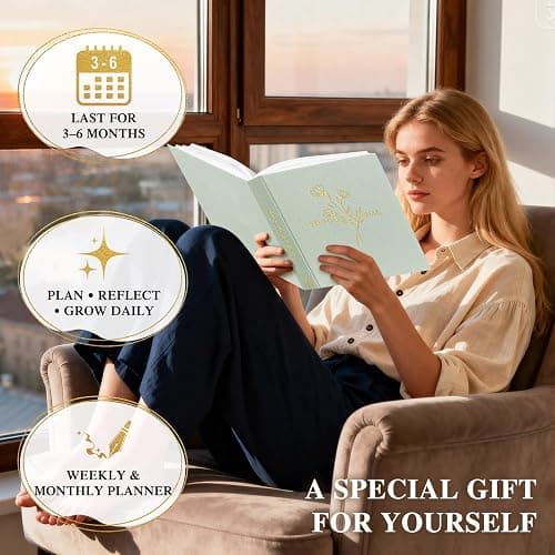Lanpn Self Care Journal for Women, Self Love Guided Journals with Prompts, Daily Reflection Wellness & Gratitude Planner, 5 Minute Mental Health Notebook, Mindfulness Mood Log, 240 Pages, Sage Green thumbnail 6