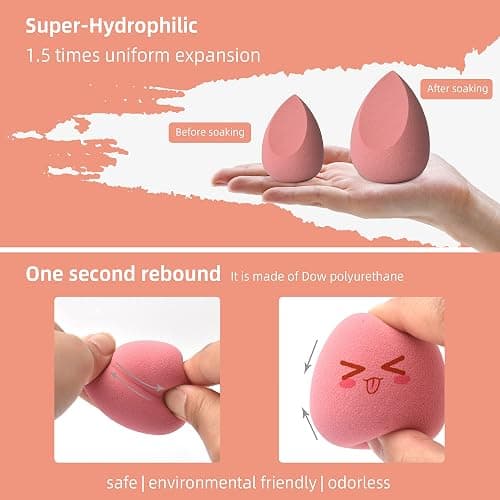 COSTICA Makeup Sponge Set Blender, Beauty Sponge Makeup Blender Flawless for Liquid - Multi Colored 4 pcs Rose Series thumbnail 2