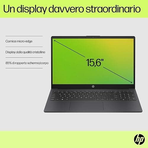 HP Laptop 15-fd0010sl, Intel N100, RAM 8GB DDR4, SSD 128GB UFS, Intel UHD, Display 15.6” HD SVA 250 Nits, Antiriflesso, Ultraslim, 720p TNR Privacy Cam, Windows 11 S, Grigio lavagna thumbnail 5