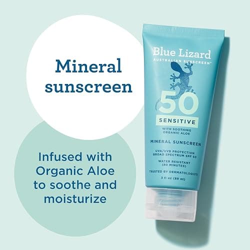 Blue Lizard SENSITIVE Mineral Sunscreen with Zinc Oxide, SPF 50+, Water Resistant, UVA/UVB Protection with Smart Cap Technology - Fragrance Free, 3 oz. Tube thumbnail 4