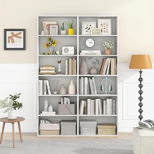 Giantex 6-Tier Bookcase, 70" Tall Wooden Bookshelf, Freestanding Storage Organizer w/Open Shelves, Anti-Tipping Kits, Modern Floor Standing Display Shelves for Living Room, Bedroom (1,White) thumbnail 8