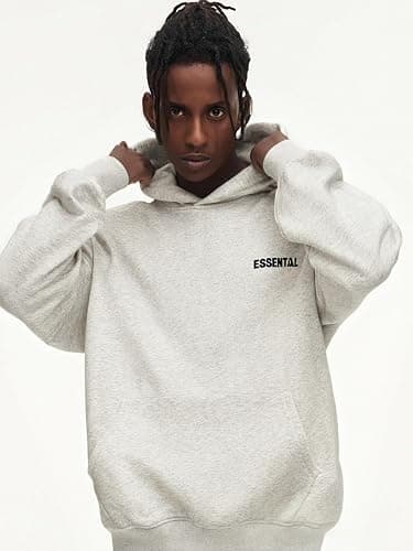 RICK TOP ONE Essentials Unisex Solid Basic Fleece Loose Hoodie Cotton Baggy Sweatshirt Long Sleeve Drop Shoulder Pullovers thumbnail 7