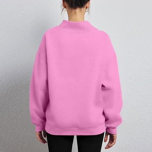 FULILYEO Women Mock Neck Sweatshirt Fleece Oversized Sweatshirt Fall Long Sleeve Crewneck Sweatshirts Casual Pullover Sweater thumbnail 4