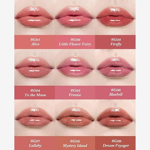 Flower Knows Midsummer Fairytales Coating Lip Lacquer,Glowy Non-Fading Lip Gloss,Hydrating Tinted Lip Oil for Girls&Women,Vegan & Cruelty Free,0.17Fl Oz(G04 To the Moon) thumbnail 2